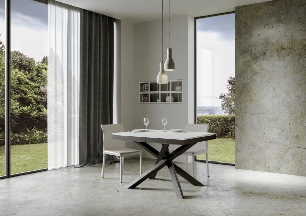 Tavolo Volantis Evolution piano Bianco Frassino 90x120 Allungato 380 telaio Antracite - immagine 2