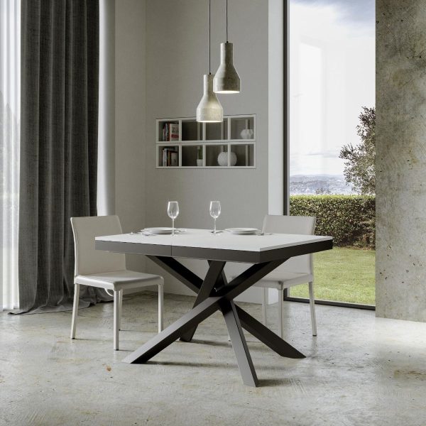 Tavolo Volantis Evolution piano Bianco Frassino 90x120 Allungato 380 telaio Antracite - immagine 3