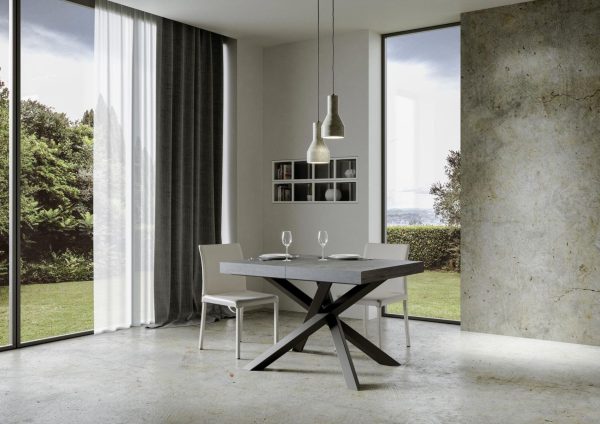 Tavolo Volantis Allungabile piano Cemento 90x130 Allungato 234 telaio Antracite - immagine 3