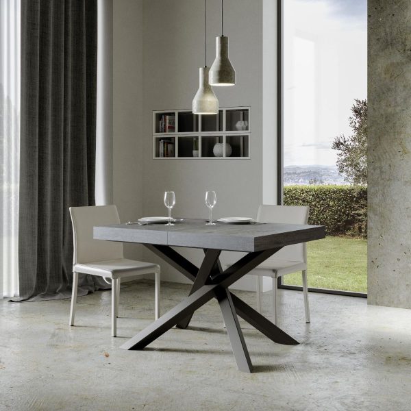 Tavolo Volantis Allungabile piano Cemento 90x130 Allungato 234 telaio Antracite - immagine 2
