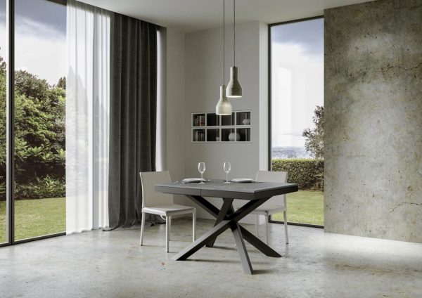 Tavolo Volantis Evolution piano Cemento 90x120 Allungato 380 telaio Antracite - immagine 2