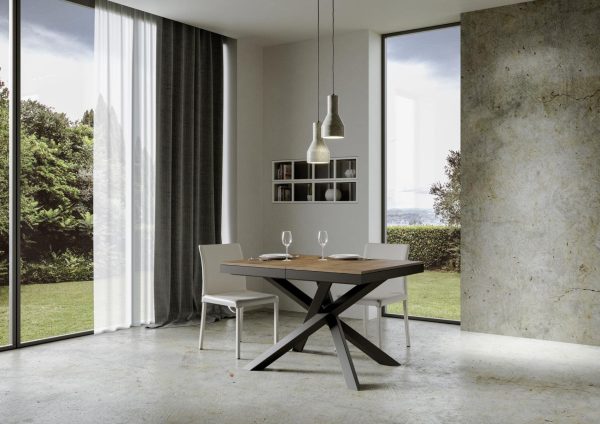Tavolo Volantis Evolution piano Noce 90x120 Allungato 224 telaio Antracite - immagine 3