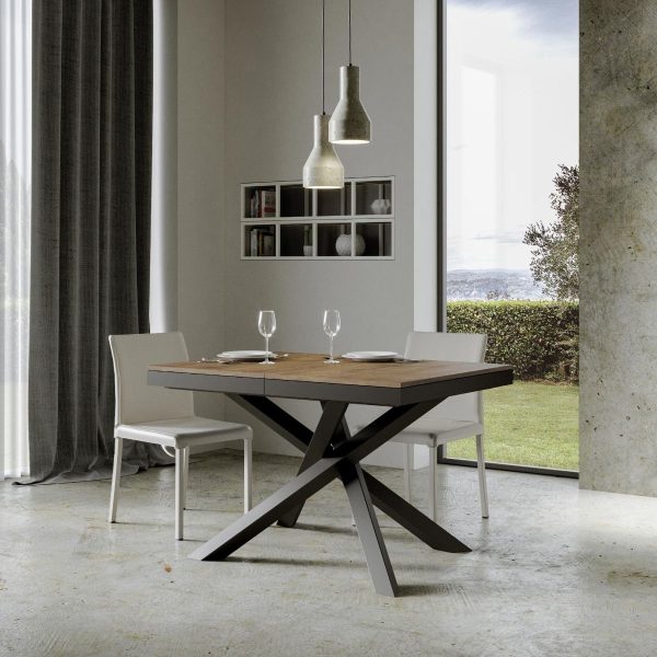 Tavolo Volantis Evolution piano Noce 90x120 Allungato 224 telaio Antracite - immagine 2