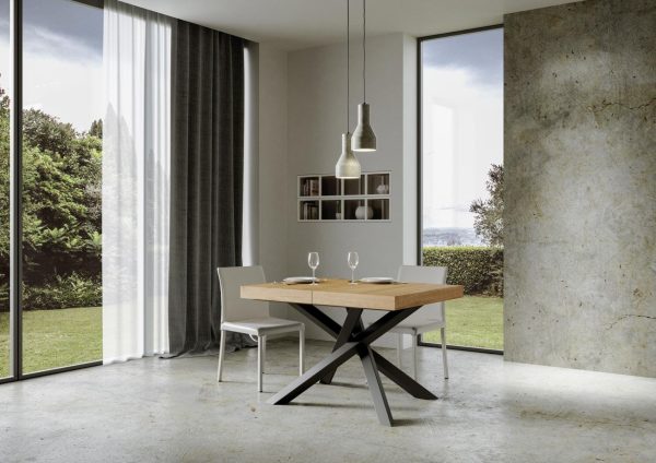 Tavolo Volantis Allungabile piano Quercia Natura 90x130 Allungato 390 telaio Antracite - immagine 3