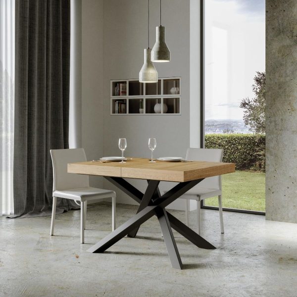 Tavolo Volantis Allungabile piano Quercia Natura 90x130 Allungato 390 telaio Antracite - immagine 2