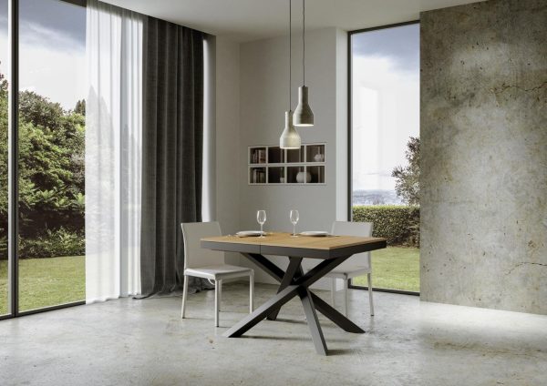 Tavolo Volantis Evolution piano Quercia Natura 90x120 Allungato 380 telaio Antracite - immagine 2