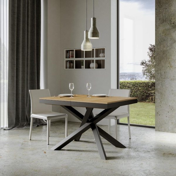 Tavolo Volantis Evolution piano Quercia Natura 90x120 Allungato 380 telaio Antracite - immagine 3