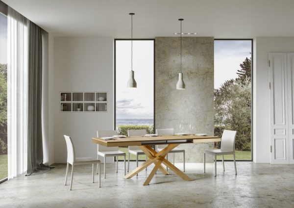 Tavolo Volantis Evolution piano Quercia Natura 90x120 Allungato 224 telaio oro - immagine 2