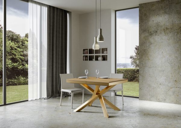 Tavolo Volantis Evolution piano Quercia Natura 90x120 Allungato 224 telaio oro
