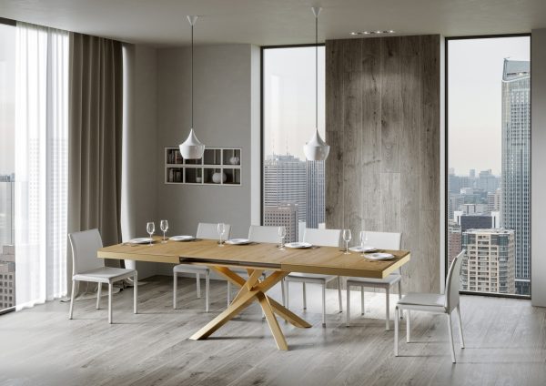 Tavolo Volantis Evolution piano Quercia Natura 90x180 Allungato 284 telaio oro - immagine 2