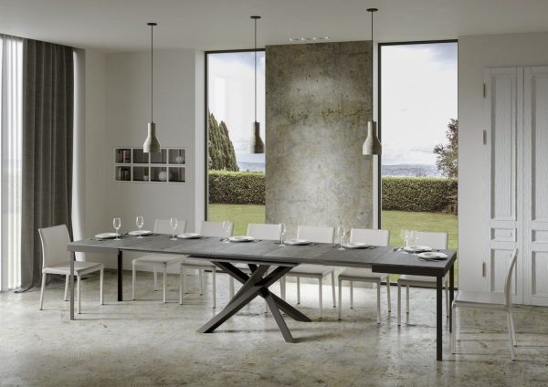 Tavolo Volantis Evolution piano Cemento 90x160 Allungato 420 telaio Antracite - immagine 5
