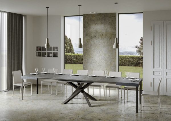 Tavolo Volantis Allungabile piano Cemento 90x130 Allungato 390 telaio Antracite - immagine 6