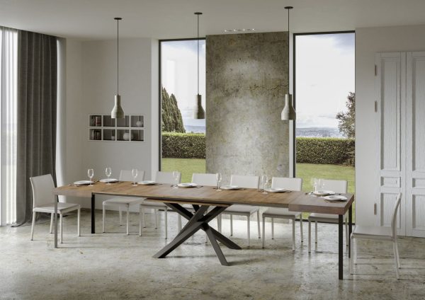 Tavolo Volantis Allungabile piano Noce 90x160 Allungato 420 telaio Antracite - immagine 6