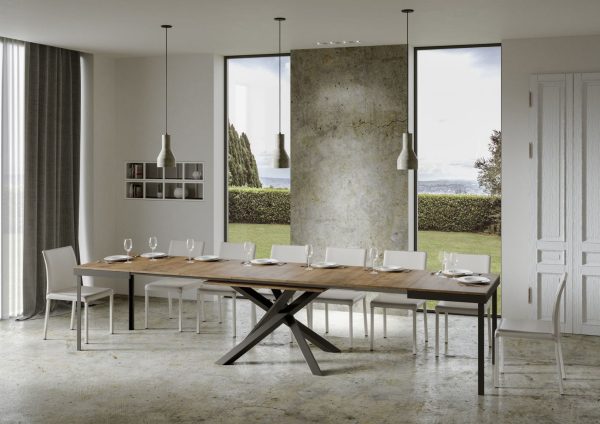 Tavolo Volantis Evolution piano Noce 90x180 Allungato 440 telaio Antracite - immagine 5