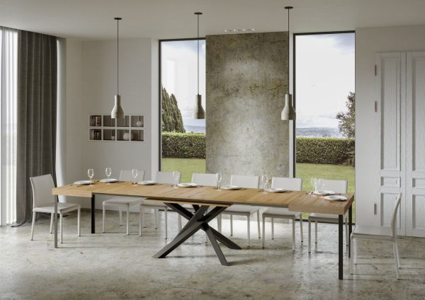 Tavolo Volantis Allungabile piano Quercia Natura 90x180 Allungato 440 telaio Antracite - immagine 6