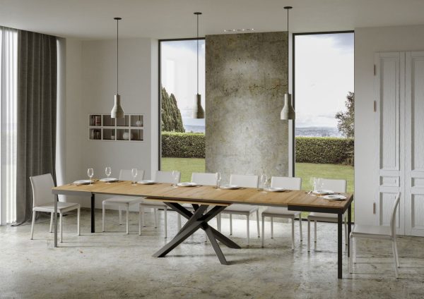 Tavolo Volantis Evolution piano Quercia Natura 90x180 Allungato 440 telaio Antracite - immagine 5