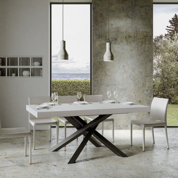 Tavolo Volantis Allungabile piano Bianco Frassino 90x160 Allungato 264 telaio Antracite - immagine 2