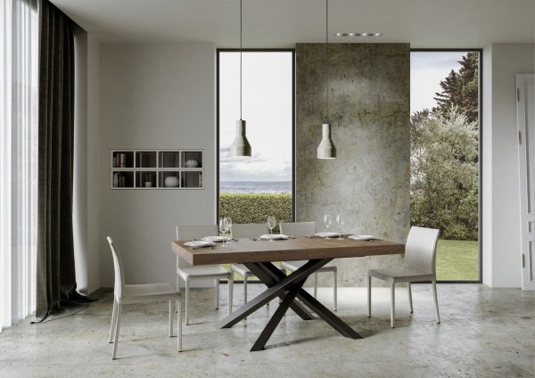 Tavolo Volantis Allungabile piano Noce 90x160 Allungato 420 telaio Antracite - immagine 2