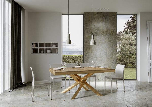 Tavolo Volantis Evolution piano Quercia Natura 90x180 Allungato 284 telaio oro