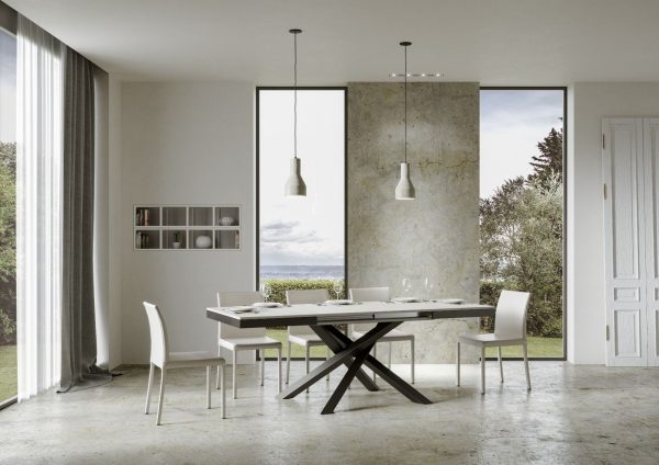 Tavolo Volantis Evolution piano Bianco Frassino 90x160 Allungato 264 telaio Antracite - immagine 4