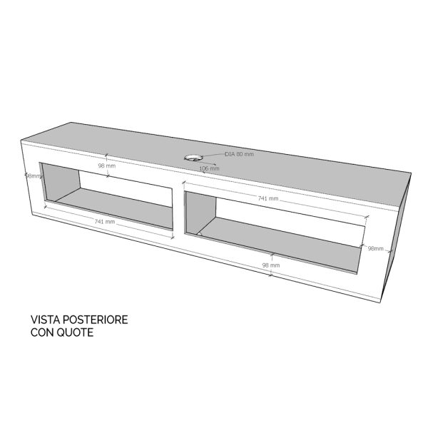Pensile TV Ribalta con passa cavi L.173,6 H.40 P.39,5 Bianco Frassino - immagine 3