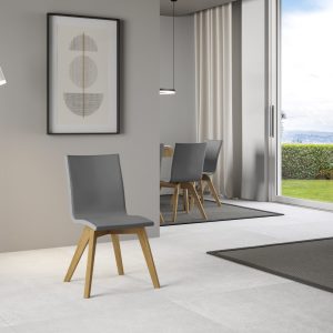 Sedia Trudy gambe quercia cuscino grigio 11