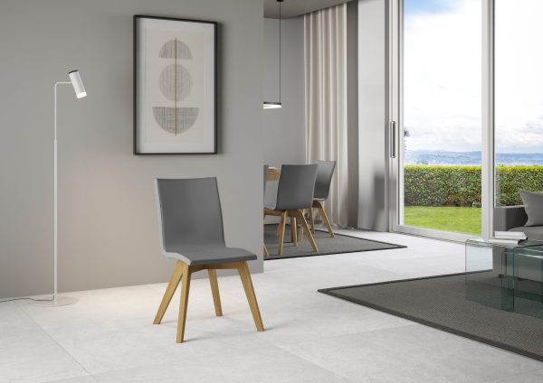 Sedia Trudy gambe quercia cuscino grigio 11