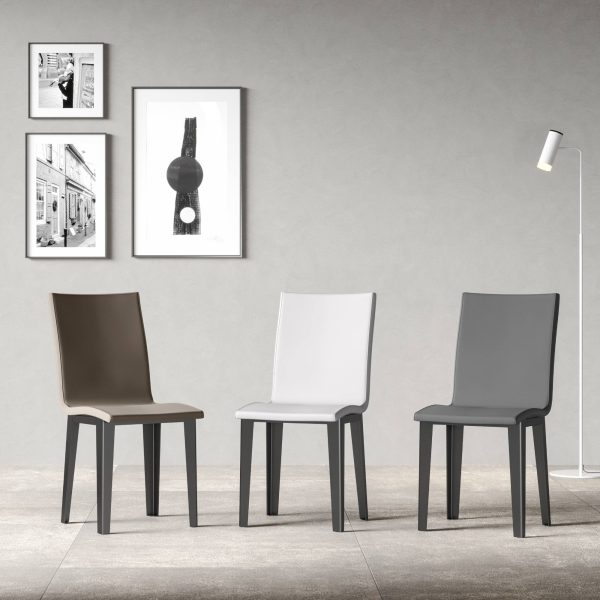 Sedia Armida gambe Antracite cuscino Bianco 01 (gambe Coniche) - immagine 3