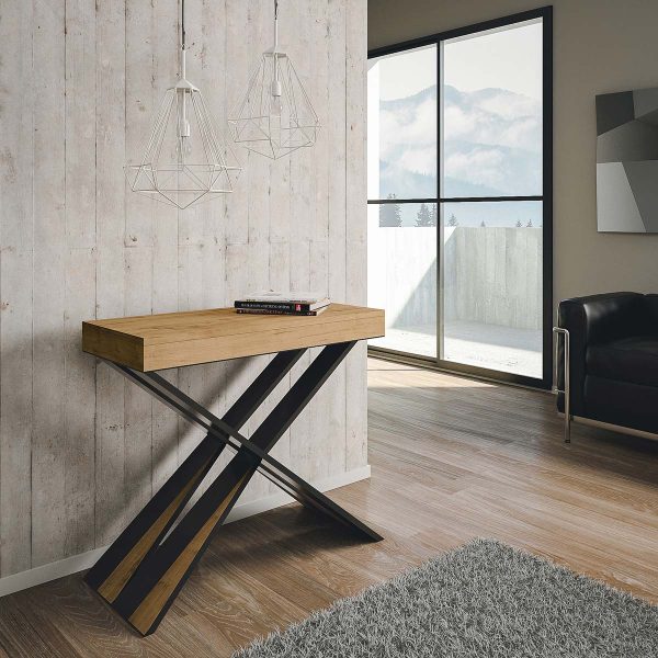 Consolle Diago Small Premium Quercia Natura telaio Antracite - immagine 2