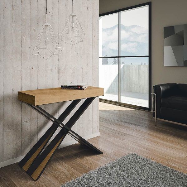 Consolle Diago Small Quercia Natura telaio Antracite - immagine 2