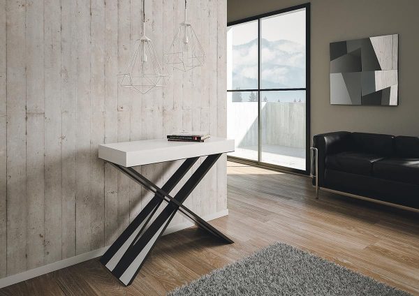 Consolle Diago Small Bianco Frassino telaio Antracite - immagine 4