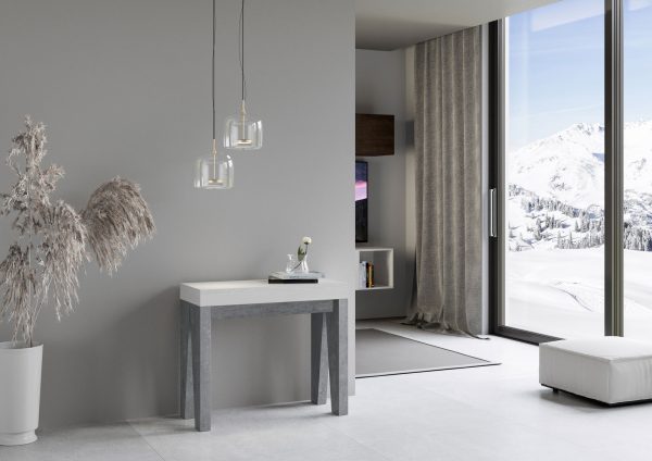 Consolle Naxy Mix Bianco Frassino Gambe Cemento - immagine 2