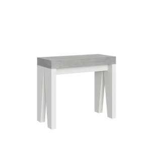 Consolle Naxy Mix Piano Cemento Gambe Bianco Frassino