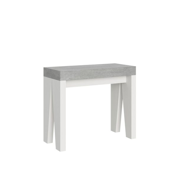 Consolle Naxy Mix Small Piano Cemento Gambe Bianco Frassino