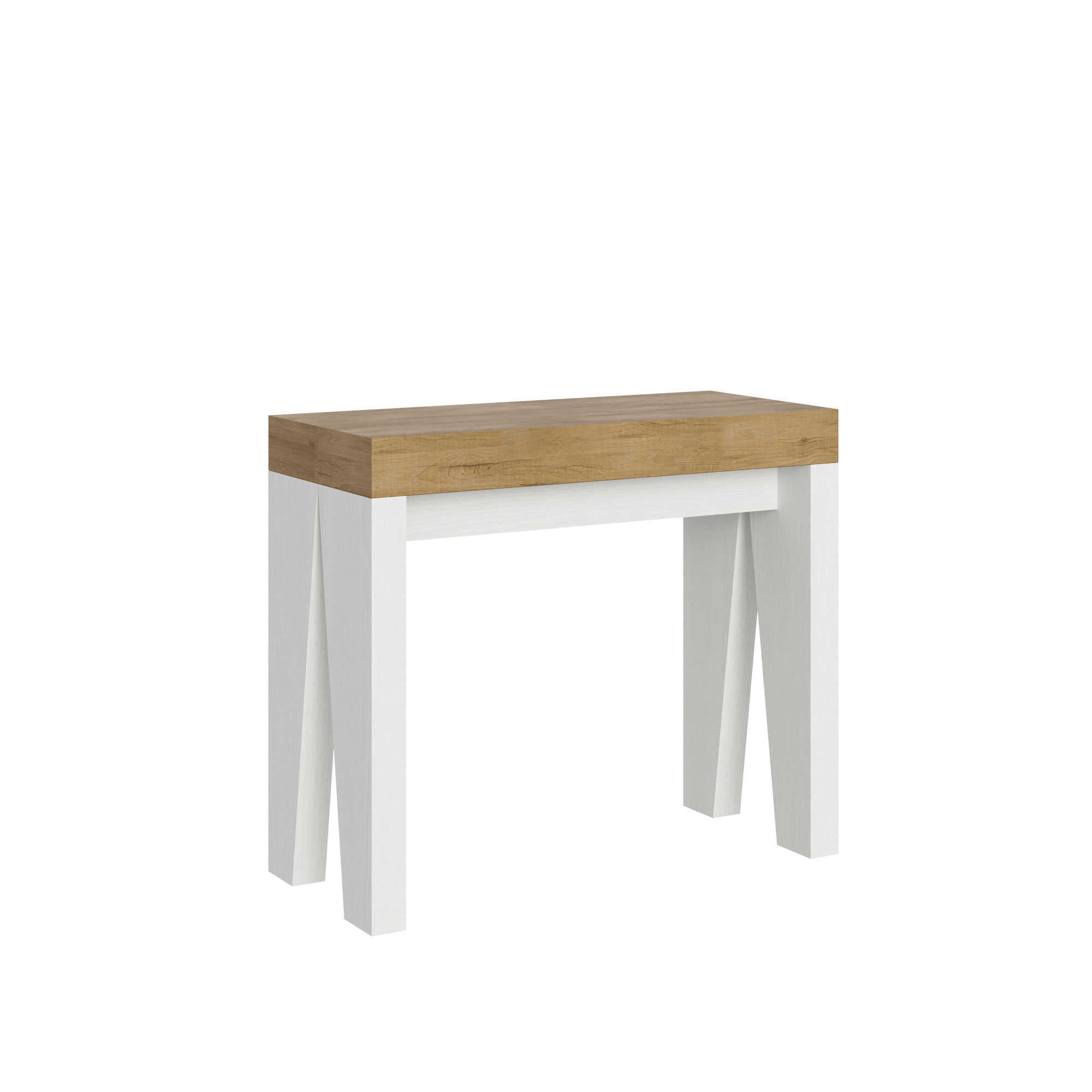 Itamoby Consolle Naxy Mix Piano Quercia Natura Gambe Bianco Frassino