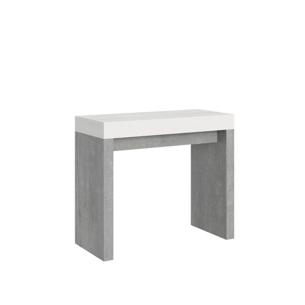 Consolle Roxell Mix Small Piano Bianco Frassino Gambe Cemento
