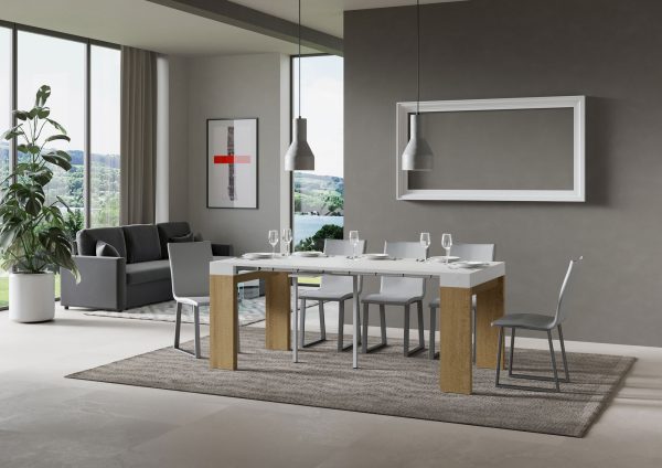 Consolle Roxell Mix Bianco Frassino Gambe Quercia Natura - immagine 3