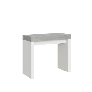 Consolle Roxell Mix Small Piano Cemento Gambe Bianco Frassino