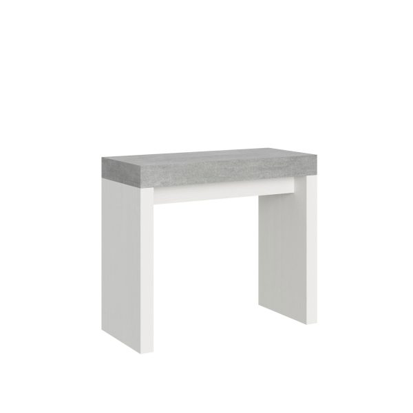 Consolle Roxell Mix Small Piano Cemento Gambe Bianco Frassino