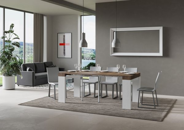 Consolle Roxell Mix Piano Noce Gambe Bianco Frassino - immagine 3