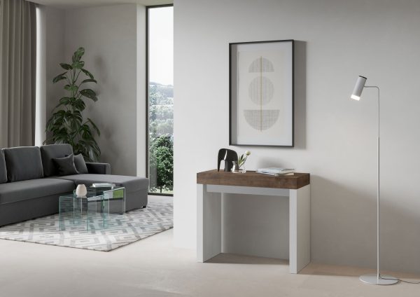 Consolle Roxell Mix Piano Noce Gambe Bianco Frassino - immagine 2