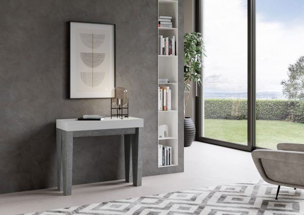 Consolle Spimbo Mix Small Piano Bianco Frassino Gambe Cemento - immagine 2