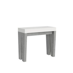 Consolle Spimbo Mix Small Piano Bianco Frassino Gambe Cemento