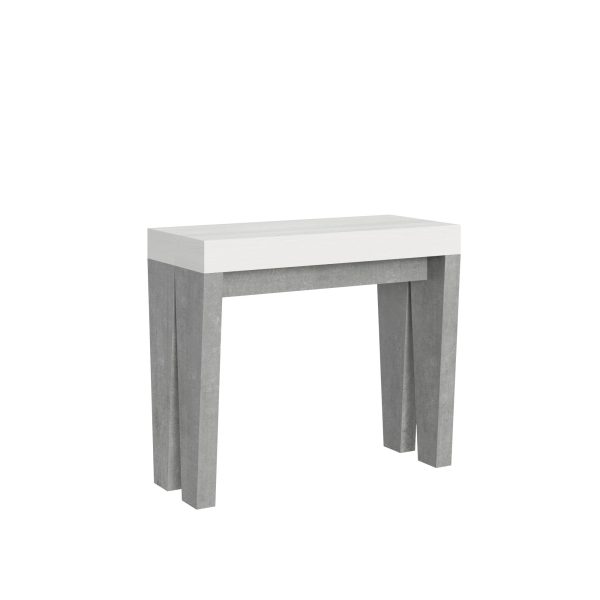 Consolle Spimbo Mix Small Piano Bianco Frassino Gambe Cemento