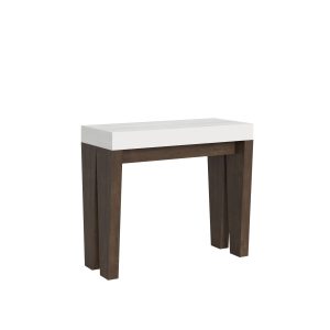 Consolle Spimbo Mix Small Piano Bianco Frassino Gambe Noce