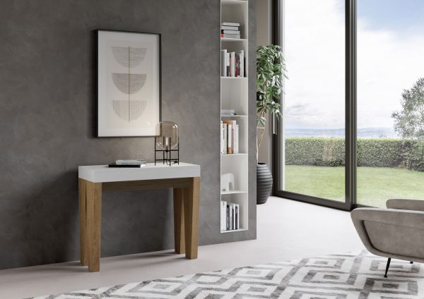 Consolle Spimbo Mix Small Piano Bianco Frassino Gambe Quercia Natura - immagine 2