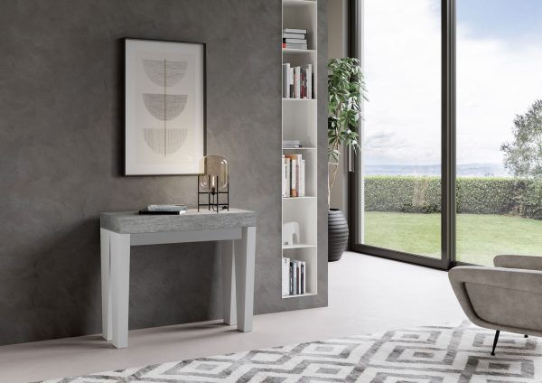 Consolle Spimbo Mix Small Piano Cemento Gambe Bianco Frassino - immagine 2