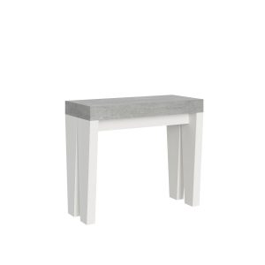 Consolle Spimbo Mix Small Piano Cemento Gambe Bianco Frassino
