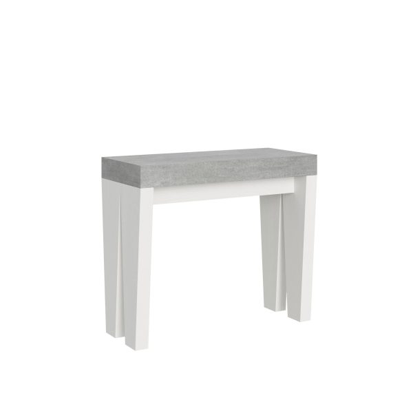Consolle Spimbo Mix Small Piano Cemento Gambe Bianco Frassino