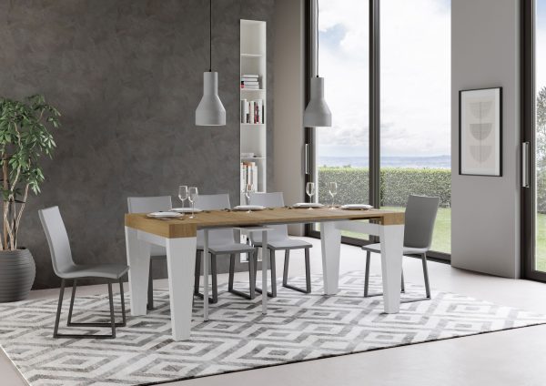 Consolle Spimbo Mix Small Piano Quercia Natura Gambe Bianco Frassino - immagine 3
